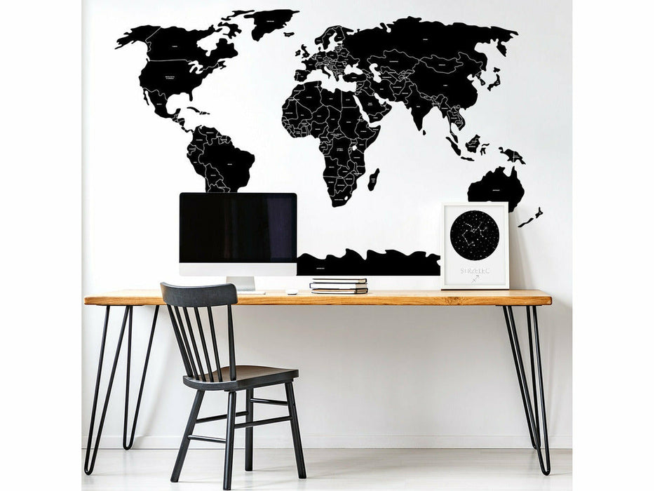 Pastelowe Maailmankartta valtiot -sisustustarra englanniksi, musta L 175x110 cm - Huonekalukauppa.net
